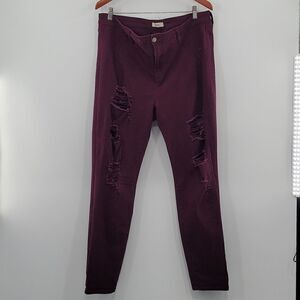 3 For $20 Pello Jeans Maroon rip pants size 20.